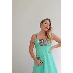 1970's You Babes Folk  Sundress // Women's Size Double Extra Small to Extra sm